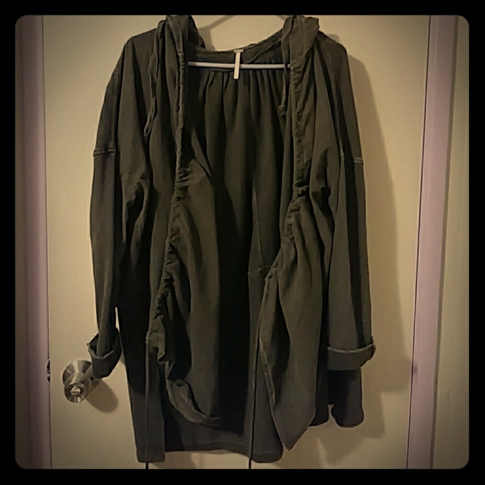 Free People, boho, army green lightweight jacket